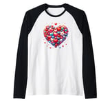 Cute Heart with Flowers and Hearts for Valentine's Day Raglan Baseball Tee