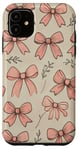 Coque pour iPhone 11 Adorable nœud beige et rose esthétique