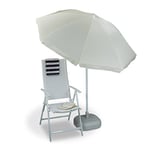 Relaxdays Parasol, Ø 180 cm, hauteur réglable, inclinable, rond, polyester, acier, jardin, balcon, plage, jaune clair