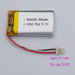 3.7V 330mAh 1.22Wh Polymer Li Battery 502035 MOLEX 51146 For GPS Car DVR Sat Nav