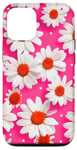 Coque pour iPhone 15 Pink & White Daisy Polka Dots Floral Polka Dot Daisy Flowers