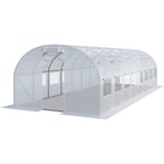 Toolport Serre de Jardin Serre Tunnel Plastique Robuste 4x8m - Bâche pe 180g/m² blanc transparent