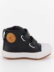 Converse Infants Seasonal Leather Boot Leather Hi Trainers - Black/white, Black, Size 2 Younger