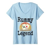 Womens Funny Rummy Legend Card Game Winner Winning Game Night Dad V-Neck T-Shirt