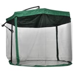 Parasol déporté Outsunny octogonal manivelle rotatif 360 ° avec moustiquaire et pied en croix Ø 295 x 242H cm - vert