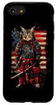 iPhone SE (2020) / 7 / 8 Cat Samurai American Flag Samurai Cat Art Patriotic Cat Case