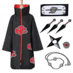 Naruto Akatsuki Cloak Anime Costume Kit Itachi Robe Halloween V V 8 Pieces Set XL