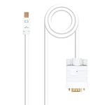 Blendend Câble convertisseur Mini DisplayPort vers VGA, blanc, longueur de 3 mètres, idéal pour connecter des appareils avec sortie Mini DP à des écrans avec entrée VGA. Durable et pratique pour