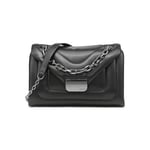 DKNY Women Kaya Flap Shoulder Bag, Black/Gunmetal, Small