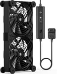 Ventilateur PC 120mm,120 x 25mm Ventilateur PC 220V Ultra Silencieux,AC Ventilateur 12V Double Roller Ball,avec Contrôleur de Vitesse,Cinq Réglable,pour PC/TV Box,U3DC2(2 pièces)