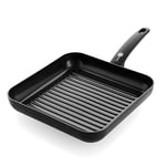 GreenPan Cambridge Healthy Ceramic Nonstick 28 cm Square Griddle Pan, PFAS Free, For all hobs including Induction, Oven Safe up to 160°C, Black