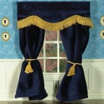 The Dolls House Emporium Navy Blue Velvet Curtains