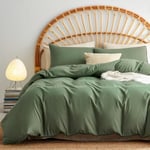 Sedefen Housse de Couette 220x240 cm Vert Sauge Couleur Unie - Parure de Lit 2 Personnes avec Fermeture Éclair - Housse Couette en Microfibre avec 2 Taie d'oreiller 65x65 cm