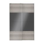 Portes de placard coulissantes 2 vantaux panneaux anthracite brillants et effet chêne grisé GoodHome Atomia H. 225 x L. 150 x ép. 5,5 cm