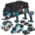 Makita 18V LXT 6 Piece Combo Tool Kit 3 x 5.0Ah Battery Charger & Bag T4T6067PT