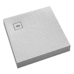 Otitec - Receveur de douche en acrylique blanc structure en pierre carré + siphon extraplat viega solid level 80 x 80 - blanc