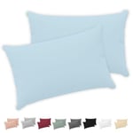 Twinzen® Taie Oreiller 40x60 (Lot de 2) - 100% Coton Jersey 150 GSM - Bleu - Taie d'oreiller 40x60 - Housse de Coussin avec Fermeture Éclair - Certifié Oeko-Tex