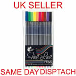 10 Fineliner Fine Tip Line Coloring Pens Bright Assorted Colors 0.5mm Tip