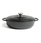 Habitat 4 Litre Shallow Cast Iron Casserole Dish - Black