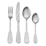 Mikasa Soho Antique 16pc Stainless Steel Cutlery Set, Flatware Set for 4 | Includes 4X Knives, 4X Forks, 4X Dessert Spoons and 4X Teaspoons - Dishwasher Safe, Silver