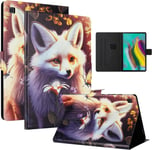 Coque Pour Samsung Galaxy Tab S5e 2019 10.5 Pouces Pu Matérielle Coque Tablette Tab S5e 2019/Sm-T720 Fonction Support Tpu Housse, Renard Fleur