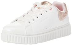 Skechers Street Girls Trainers, White Synthetic/Rose Trim, 3 UK