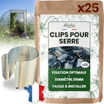 Lot de 25 Clips pour Serre Diamètre 25mm en Acier galvanisé, Clips de Fixation en Métal pour Bâche de Serre Tunnel pour Jardin, Protection semis et Plantations, Résistance au Vent et Tempêtes