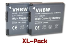 vhbw 2x Li-Ion batterie 500mAh (3.7V) pour appareil photo DSLR Canon Digital Ixus 170, Canon Digital Ixus 275 HS, Powershot SX410 HS remplace NB-11L