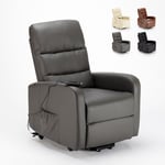 Fauteuil relax électrique inclinable avec releveur en similicuir Elizabeth Design Couleur: Gris foncé