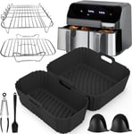 8 PCS Accessoires Air Fryer | Accessoires Airfryer pour Tefal 5.2L&3.1L | Air Fryer Accessoires | moule silicone air fryer pour Lakeland/Tower/Salter Grande&Petite friteuse à 2 tiroirs