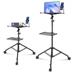 VEVOR Support de Projecteur avec Roues, Trépied pour Vidéoprojecteur Hauteur Réglable 79,5-171 cm, Stand de Vidéoprojecteur Ordinateur Portable, 2 Plateaux, Support de Téléphone, Maison Bureau Studio