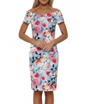 PAPER DOLLS Blue Floral Print Bardot Pencil Dress Size 8