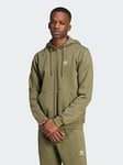 adidas Originals Trefoil Essentials Full-Zip Hoodie, Green, Size S, Men