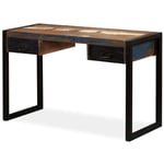 Helloshop26 - Bureau table meuble travail informatique avec 2 tiroirs bois de récupération massif 120 cm