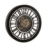 Paris Prix - Horloge Murale 'Mécanisme Miroir' 60cm Noir & Or