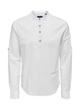 Onscaiden Ls Halfplackt Linen Shirt Noos White ONLY & SONS