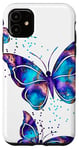 Coque pour iPhone 11 Violet Papillon Galaxie Couleurs Papillons Espace Papillon