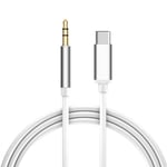 1M USB-C till AUX 3.5mm Kabel Adapter Bil Silver