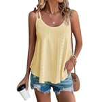 SEDEX Womens Tops, Summer Tops for Women UK Ladies Sleeveless Vests Round Scoop Neckline Swing Vest Tops Loose Fit Tanks Casual Tees Spaghetti Strap Camisole（Yellow,XXL）