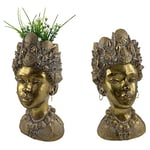 DKD Home Decor Pot de Fleurs de Marque Doré Résine Africaine (18 x 18,5 x 33 cm) (2 pièces) (S3024057)