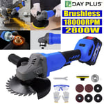 21V Cordless Brushless Angle Grinder with Battery Charger Cutting Sand Disc Tool