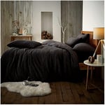 GC GAVENO CAVAILIA Fleece Bedding King Size Duvet set - Faux Fur Duvet Cover Set (230x220) - Breathable Fluffy Quilt Cover & Pillow Cases - Thermal Warm Soft Teddy Bear Bedding & Linen - Black