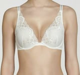 Wonderbra Plunge Bra Refined Glamour Size 32F Ivory Padded Push Up W02LN