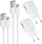 2-Pack Chargeurs Usb Avec Câble Micro-Usb Chargeur Rapide Compatible Avec Samsung Galaxy S7 S6 Edge/S5/S4/S3/Note 4/5/A03/J7/J5/J3/Tab A 7.0, Lg, Kindle, Ps4, Chargeur Téléphone Adaptateur Secteur