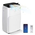 COSTWAY 5 in 1 Portable Air Conditioner, 12000BTU/1400BTU Mobile Heater, Cooler, Dehumidifier, Fan with WiFi Smart APP, Sleep Mode, LED Display, Remote Control, 3 Speeds & 24H Timer (12000BTU)