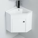 Rue Du Bain - Meuble d'angle de salle de bain - Blanc - Lave main - 42x42 cm - City