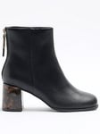 River Island Block Heel Ankle Boot - Black, Black, Size 7, Women