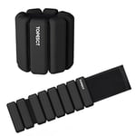 TOPESCT Lot de 2 poids de poignet réglables (0,5 kg chacun) | Bracelet de poids portable pour poignet et cheville pour yoga, danse, barre, pilates, cardio, aérobic, marche (rose) (0,9 kg/chaque, noir)