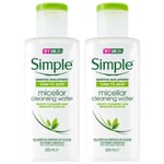 2 x SIMPLE KIND TO SKIN MICELLAR CLEANSING WATER NO ARTIFICIAL PERFUME 200ML