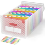 ABC life A4 Rangement Papier Administratif Trieur 26Compartiments, Dossier D'extension A4,A4 Trieur Document avec Motif de Grille, Portable Valisette Trieur Accordeon,pour le Bureau et L'école(Rose)